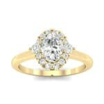Plain Shank Oval Halo Diamond Engagement Ring (0.89 CTW) Top Dynamic View