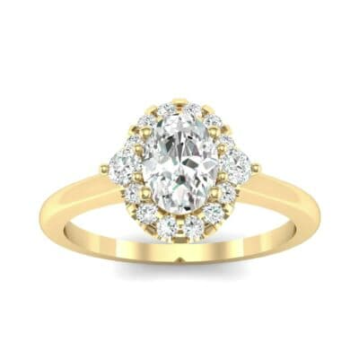 Plain Shank Oval Halo Diamond Engagement Ring (0.89 CTW) Top Dynamic View