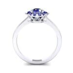 Plain Shank Oval Halo Blue Sapphire Engagement Ring (1.03 CTW) Side View