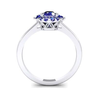 Plain Shank Oval Halo Blue Sapphire Engagement Ring (1.03 CTW) Side View