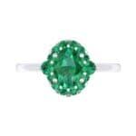 Plain Shank Oval Halo Emerald Engagement Ring (1.03 CTW) Top Flat View