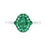 Plain Shank Oval Halo Emerald Engagement Ring (1.03 CTW) Top Flat View