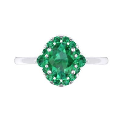 Plain Shank Oval Halo Emerald Engagement Ring (1.03 CTW) Top Flat View