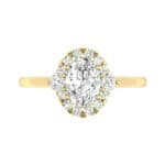 Plain Shank Oval Halo Diamond Engagement Ring (0.89 CTW) Top Flat View