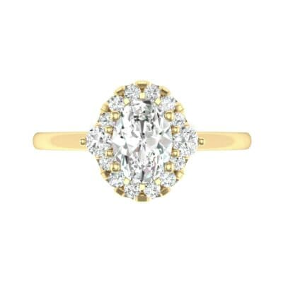 Plain Shank Oval Halo Diamond Engagement Ring (0.89 CTW) Top Flat View