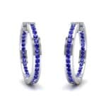 Medium Pave Blue Sapphire Hoop Earrings (1.86 CTW) Perspective View