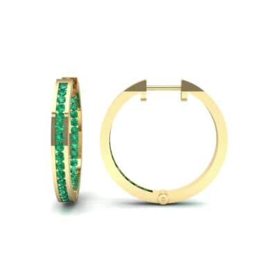 Medium Pave Emerald Hoop Earrings (1.86 CTW) Top Dynamic View