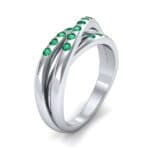 Rolling Triple Band Emerald Ring (0.3 CTW) Perspective View