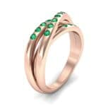Rolling Triple Band Emerald Ring (0.3 CTW) Perspective View