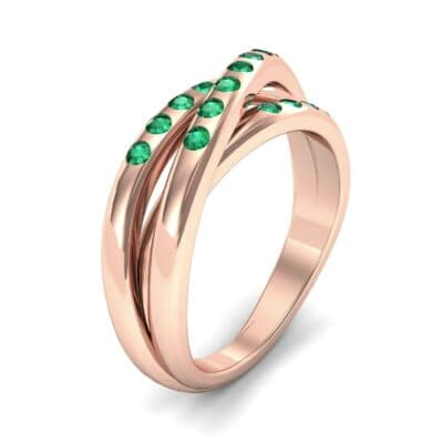 Rolling Triple Band Emerald Ring (0.3 CTW) Perspective View
