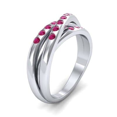 Rolling Triple Band Ruby Ring (0.3 CTW) Perspective View