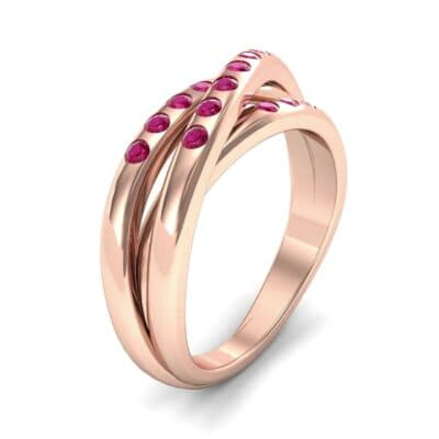 Rolling Triple Band Ruby Ring (0.3 CTW) Perspective View