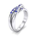 Rolling Triple Band Blue Sapphire Ring (0.3 CTW) Perspective View
