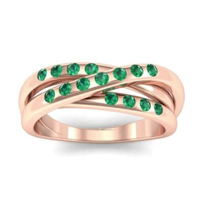 Rolling Triple Band Emerald Ring (0.3 CTW) Top Dynamic View