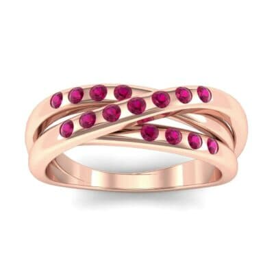 Rolling Triple Band Ruby Ring (0.3 CTW) Top Dynamic View