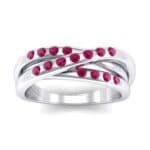 Rolling Triple Band Ruby Ring (0.3 CTW) Top Dynamic View