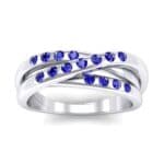 Rolling Triple Band Blue Sapphire Ring (0.3 CTW) Top Dynamic View