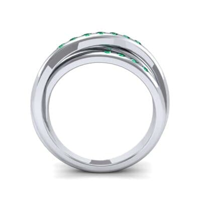 Rolling Triple Band Emerald Ring (0.3 CTW) Side View