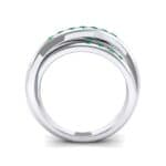 Rolling Triple Band Emerald Ring (0.3 CTW) Side View