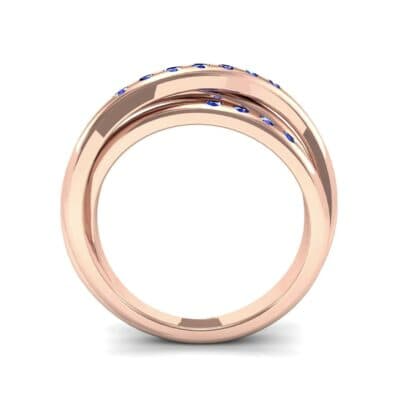 Rolling Triple Band Blue Sapphire Ring (0.3 CTW) Side View