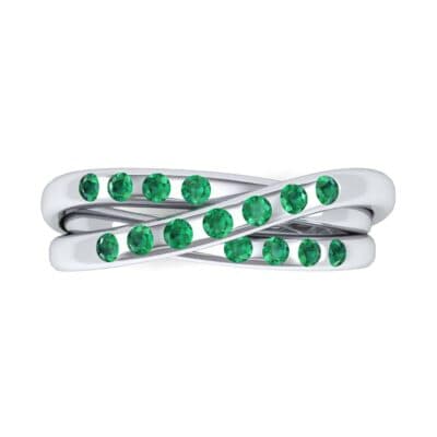 Rolling Triple Band Emerald Ring (0.3 CTW) Top Flat View