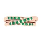 Rolling Triple Band Emerald Ring (0.3 CTW) Top Flat View
