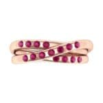 Rolling Triple Band Ruby Ring (0.3 CTW) Top Flat View