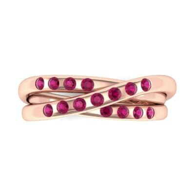 Rolling Triple Band Ruby Ring (0.3 CTW) Top Flat View