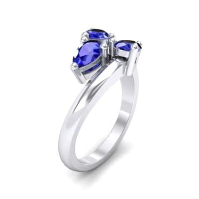 Open Band Pear-Shape Blue Sapphire Ring (1.08 CTW) Perspective View