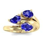 Open Band Pear-Shape Blue Sapphire Ring (1.08 CTW) Top Dynamic View