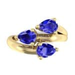 Open Band Pear-Shape Blue Sapphire Ring (1.08 CTW) Top Flat View