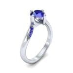 Contoured Blue Sapphire Bypass Engagement Ring (0.78 CTW) Perspective View