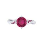 Contoured Ruby Bypass Engagement Ring (0.78 CTW) Top Flat View