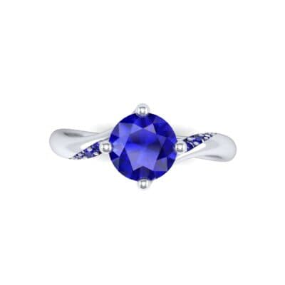 Contoured Blue Sapphire Bypass Engagement Ring (0.78 CTW) Top Flat View