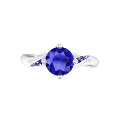 Contoured Blue Sapphire Bypass Engagement Ring (0.78 CTW) Top Flat View