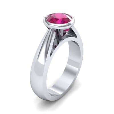 Tapered Bezel-Set Solitaire Ruby Engagement Ring (0.95 CTW) Perspective View