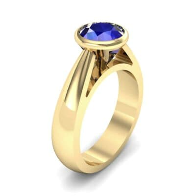 Tapered Bezel-Set Solitaire Blue Sapphire Engagement Ring (0.95 CTW) Perspective View