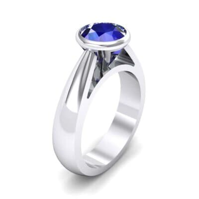 Tapered Bezel-Set Solitaire Blue Sapphire Engagement Ring (0.95 CTW) Perspective View