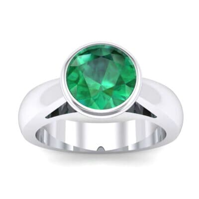 Tapered Bezel-Set Solitaire Emerald Engagement Ring (0.95 CTW) Top Dynamic View