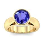 Tapered Bezel-Set Solitaire Blue Sapphire Engagement Ring (0.95 CTW) Top Dynamic View