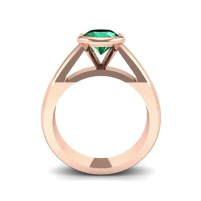 Tapered Bezel-Set Solitaire Emerald Engagement Ring (0.95 CTW) Side View
