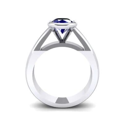 Tapered Bezel-Set Solitaire Blue Sapphire Engagement Ring (0.95 CTW) Side View