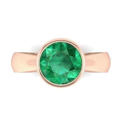 Tapered Bezel-Set Solitaire Emerald Engagement Ring (0.95 CTW) Top Flat View