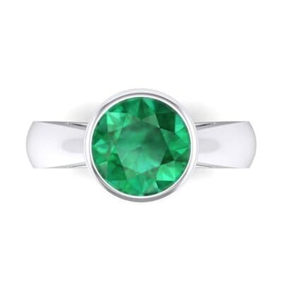 Tapered Bezel-Set Solitaire Emerald Engagement Ring (0.95 CTW) Top Flat View