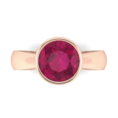 Tapered Bezel-Set Solitaire Ruby Engagement Ring (0.95 CTW) Top Flat View