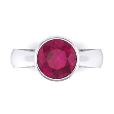 Tapered Bezel-Set Solitaire Ruby Engagement Ring (0.95 CTW) Top Flat View