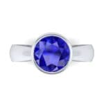Tapered Bezel-Set Solitaire Blue Sapphire Engagement Ring (0.95 CTW) Top Flat View
