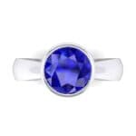 Tapered Bezel-Set Solitaire Blue Sapphire Engagement Ring (0.95 CTW) Top Flat View