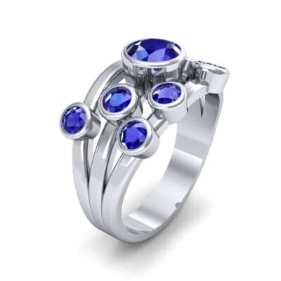 Triple Band Octave Blue Sapphire Ring (0.99 CTW) Perspective View