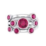 Triple Band Octave Ruby Ring (0.99 CTW) Top Flat View